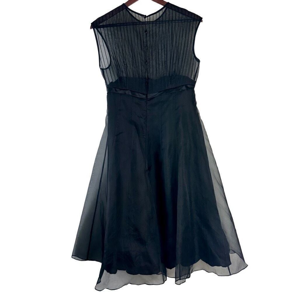 Vintage Rickie Freeman Teri Jon 100% Silk Black A-line Cocktail Dress Womens 6 - Picture 2 of 10